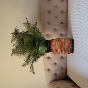 Fake Fern in Wooden Vase
